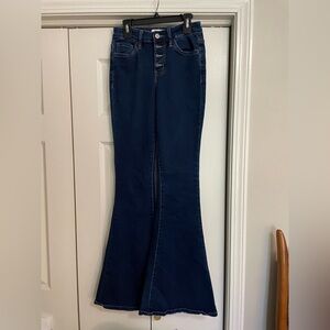 Elegant Dark Blue Flare Jeans
